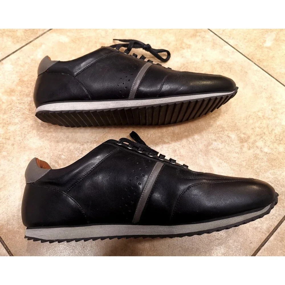 New ! Men's Black Leather Thomas & Vine Fenway Orthopedic Black Leather Shoes 11